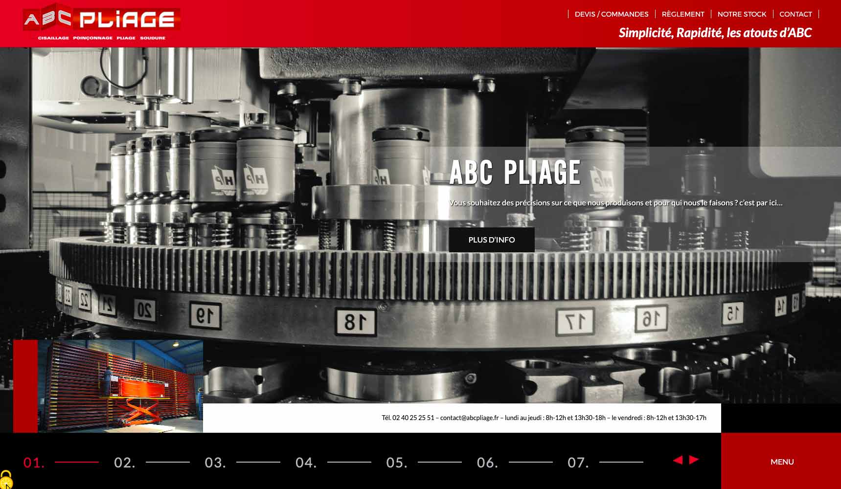 Homepage du site web d'ABC Pliage, PME cliente de Fotetsa.