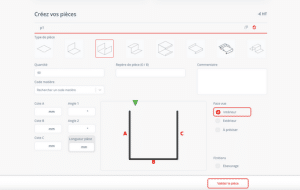 Image du configurateur de saisie de commande développé par Fotetsa pour son client ABC Pliage.